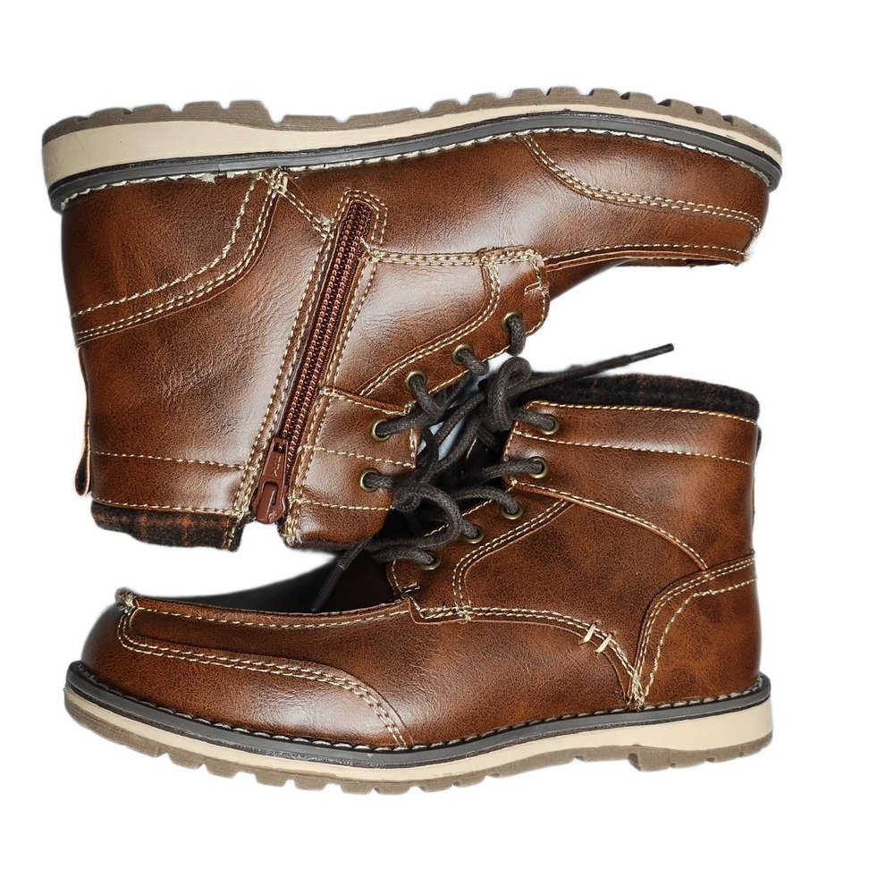 Bass Sutton Ankle Boots Youth US‎ Size 3M Brown Comfort Moc Toe Side Zip Lace Up
